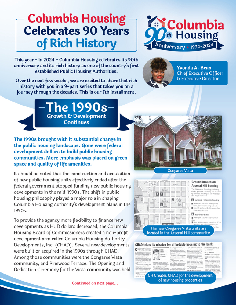 90th Anniversary the 1990s page 1. Text below images.